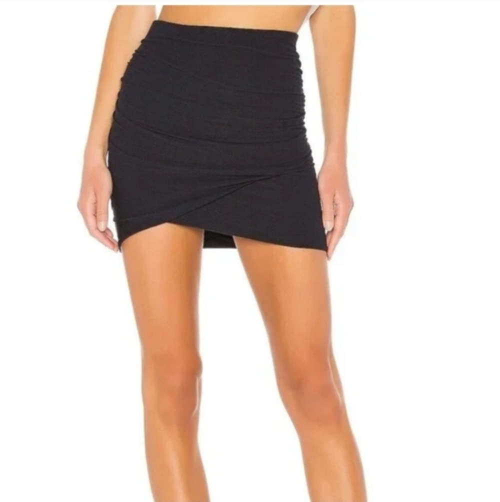 James Perse Wrap Mini Skirt Black 3 Large L